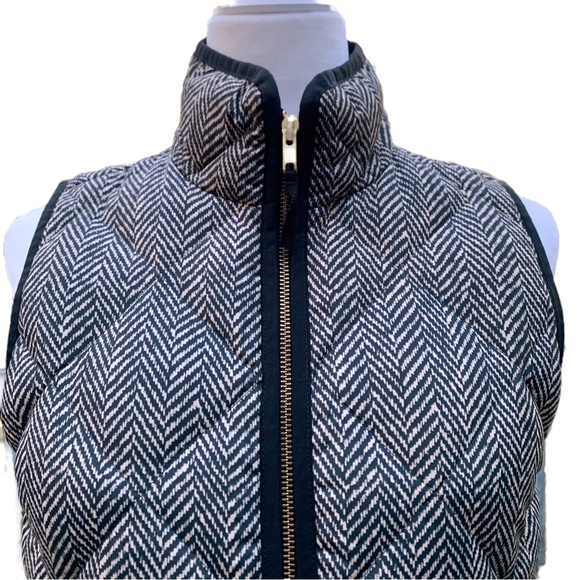J. Crew Down Puffer Vest XS Black Tan - Picture 8 of 12